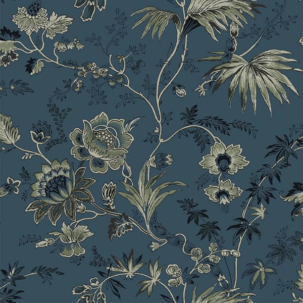 Picture of Juliet Blue Decorative Jacobean Wallpaper