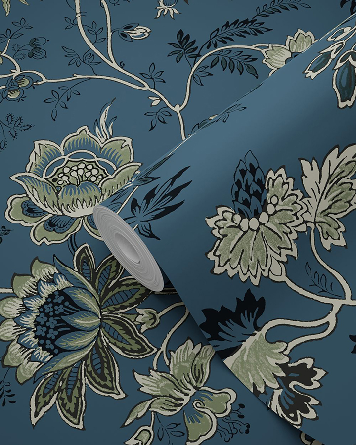 DD139315 - Juliet Blue Decorative Jacobean Wallpaper - by ESTA Home