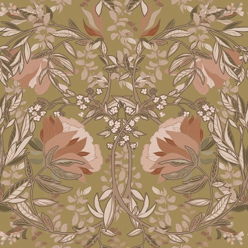 Picture of Ester Gold Nouveau Blooms Wallpaper