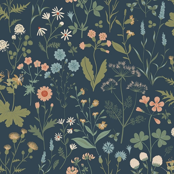 DD139698 - Letitia Indigo Summer Meadows Wallpaper - by ESTA Home