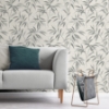 Picture of Fusion Grey Leaf Wallpaper