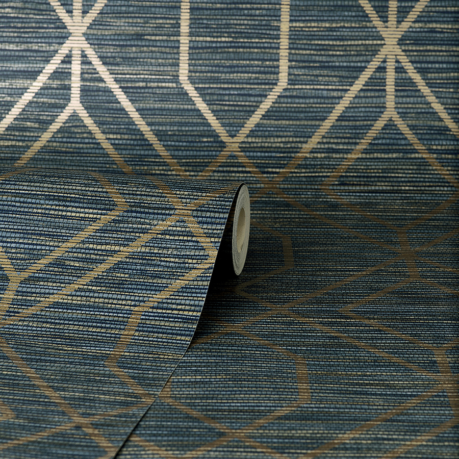 M1774 Fusion Navy Trellis Wallpaper by Fine Décor