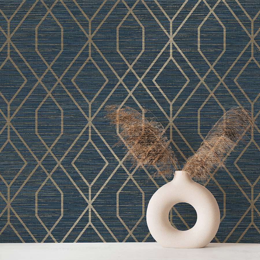 M1774 Fusion Navy Trellis Wallpaper by Fine Décor