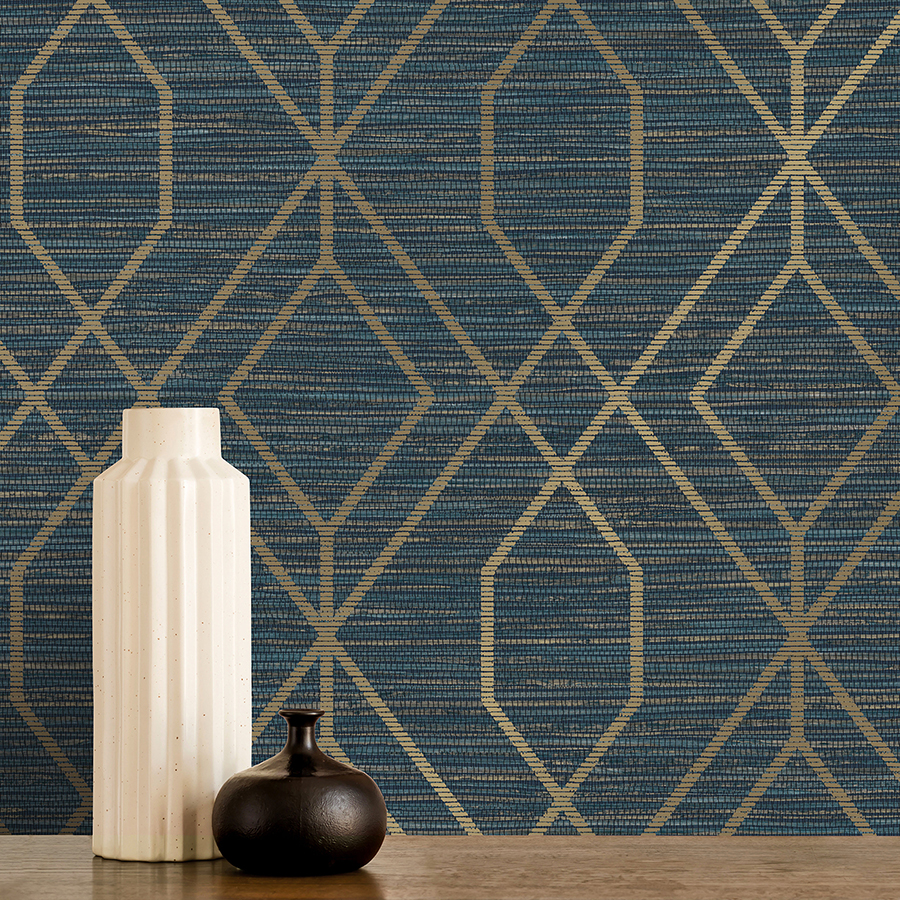 M1774 Fusion Navy Trellis Wallpaper by Fine Décor