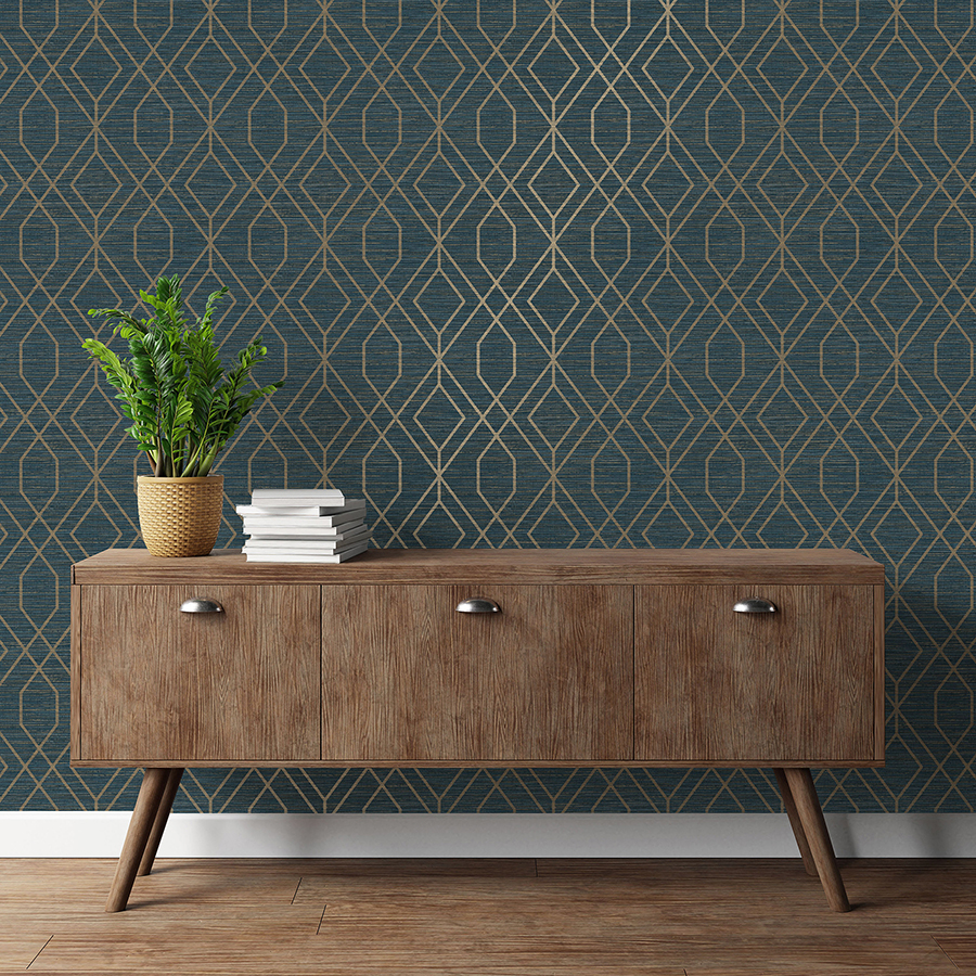 M1774 Fusion Navy Trellis Wallpaper by Fine Décor