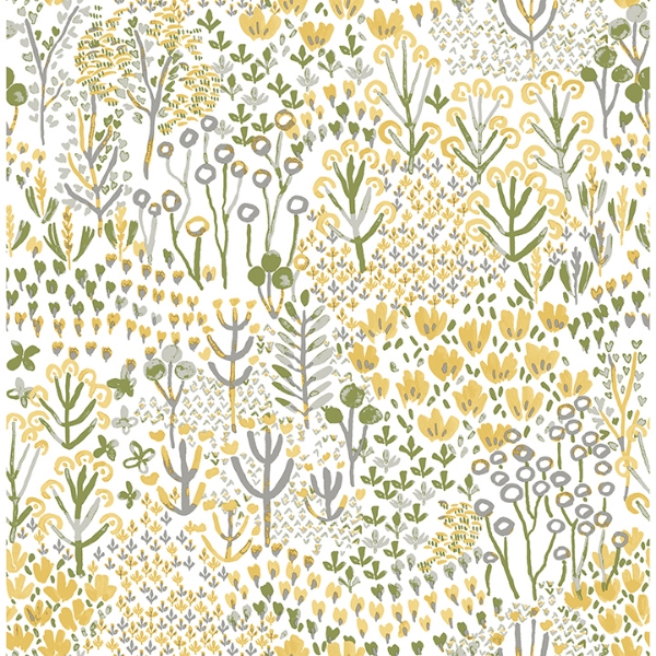 Picture of Flower Parade Yellow Peel and Stick Wallpaper