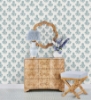 Picture of Flourish Block Print Blue on Blue Peel and Stick Wallpaper