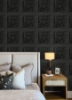 Picture of Carved Floral Black Peel and Stick Wallpaper