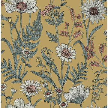 Picture of Spring Meadow Yellow Peel and Stick Wallpaper