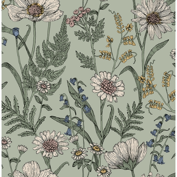 Picture of Spring Meadow Green Peel and Stick Wallpaper