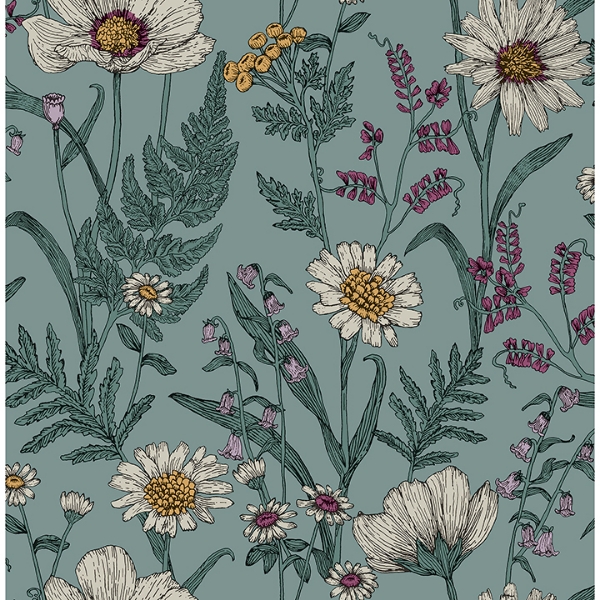 Picture of Spring Meadow Blue Peel and Stick Wallpaper