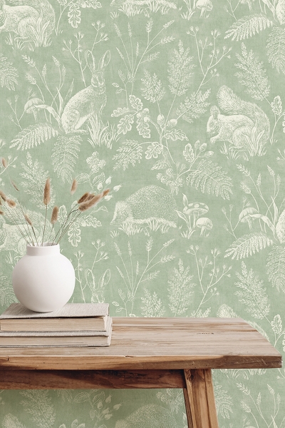 Picture of Woodland Green Toile Wallpaper