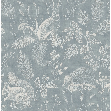 Picture of Woodland Blue Toile Wallpaper