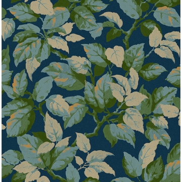 Picture of Canopy Navy Leaf Wallpaper