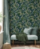 Picture of Canopy Navy Leaf Wallpaper