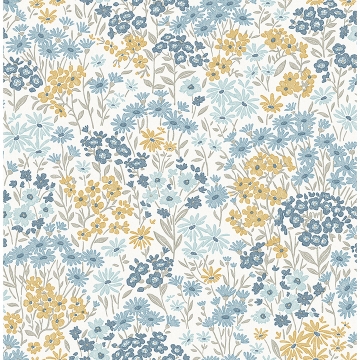 Picture of Ditsy Light Blue Daisies Wallpaper