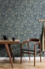 Picture of Marlow Dark Blue Bird Vine Wallpaper