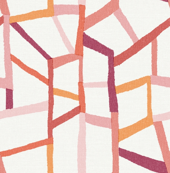 Picture of Tate Pink Geometric Linen Wallpaper