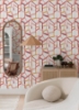 Picture of Tate Pink Geometric Linen Wallpaper