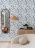 Picture of Tate Blue Geometric Linen Wallpaper