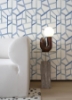 Picture of Tate Blue Geometric Linen Wallpaper