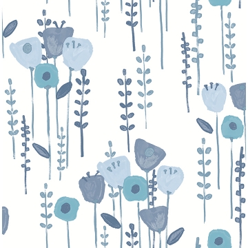 Picture of Mabel Blue Floral Field Wallpaper