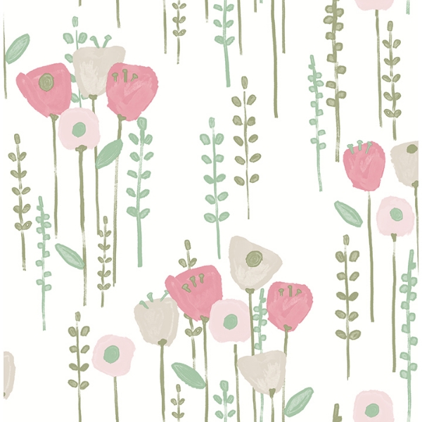 Picture of Mabel Pink Floral Field Wallpaper