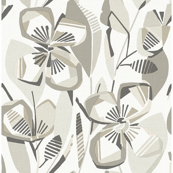 Picture of Nathalie Beige Abstract Blooms Wallpaper