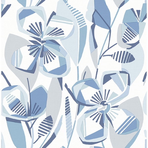 Picture of Nathalie Blue Abstract Blooms Wallpaper