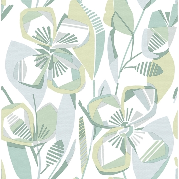 Picture of Nathalie Light Green Abstract Blooms Wallpaper