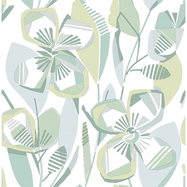 Picture of Nathalie Light Green Abstract Blooms Wallpaper