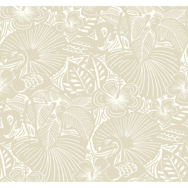 Picture of Idalia Beige Floral Flamingo Wallpaper