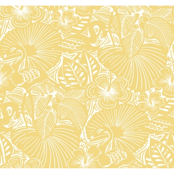 Picture of Idalia Yellow Floral Flamingo Wallpaper