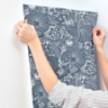 Picture of Idalia Navy Floral Flamingo Wallpaper