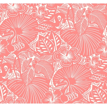 Picture of Idalia Coral Floral Flamingo Wallpaper