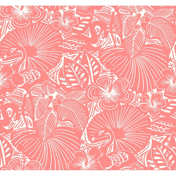 Picture of Idalia Coral Floral Flamingo Wallpaper