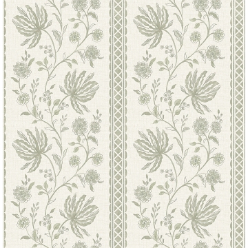 Picture of Edgemoor Sage Jacobean Stripe Wallpaper