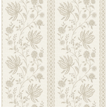 Picture of Edgemoor Taupe Jacobean Stripe Wallpaper