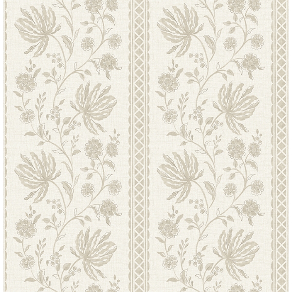 Picture of Edgemoor Taupe Jacobean Stripe Wallpaper