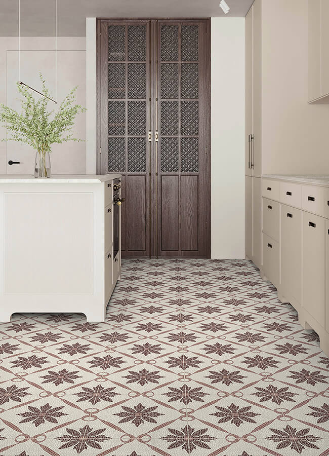 FP6299 - Jamila Burgundy Peel and Stick Floor Tiles - by FloorPops
