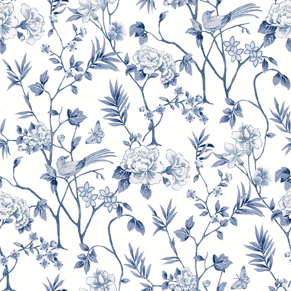 Picture of Chinoiserie Garden Indigo Peel and Stick Wallpaper