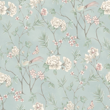 Picture of Chinoiserie Garden Robins Egg Peel and Stick Wallpaper