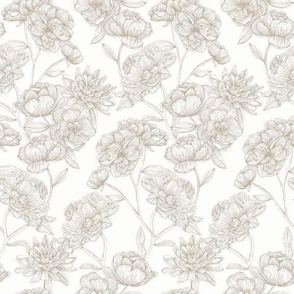 Picture of Gilded Floral Cream Peel and Stick Wallpaper