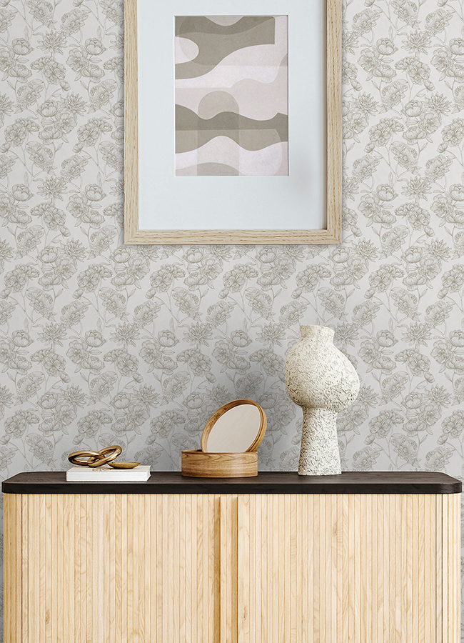 NUS6366 Gilded Floral Cream Peel and Stick Wallpaper by NuWallpaper