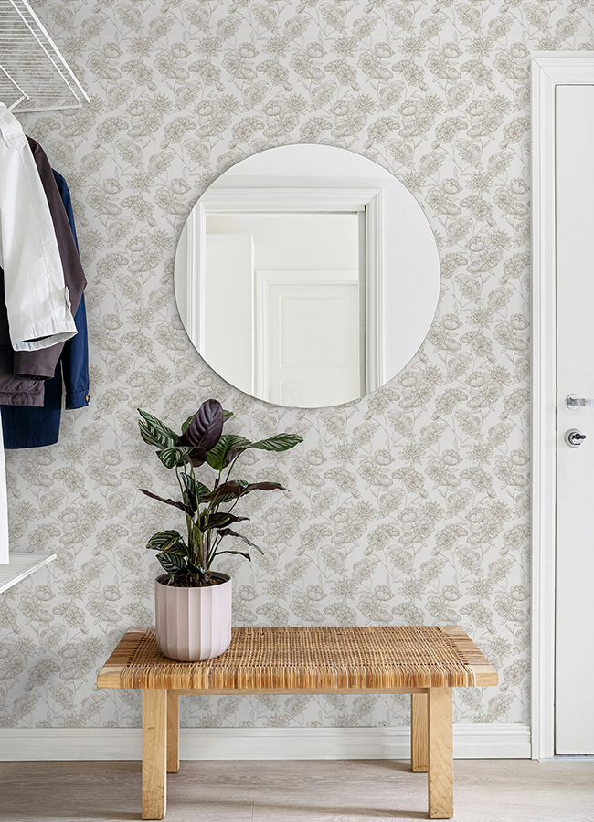 NUS6366 Gilded Floral Cream Peel and Stick Wallpaper by NuWallpaper