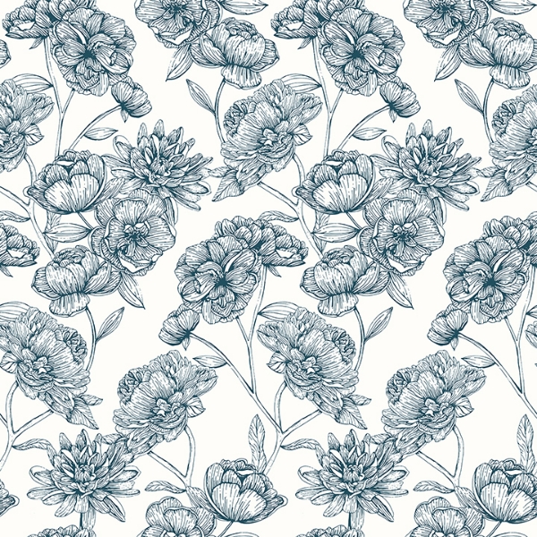 Picture of Gilded Floral Navy Peel and Stick Wallpaper