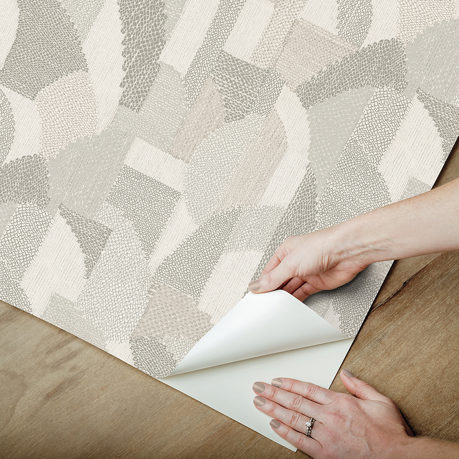 FOSS FLOORS Crochet Peel & Stick Tiles - Taupe Color, Package Of 15