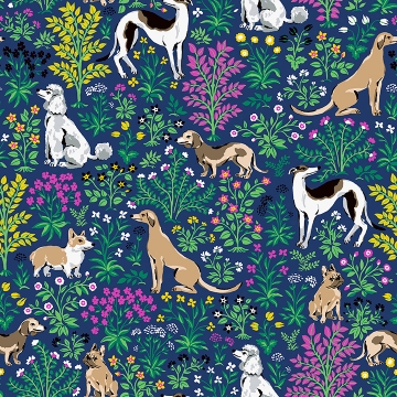 Picture of Must Love Dogs Indigo Peel and Stick Wallpaper