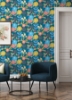 Picture of Dream Garden Teal Peel and Stick Wallpaper