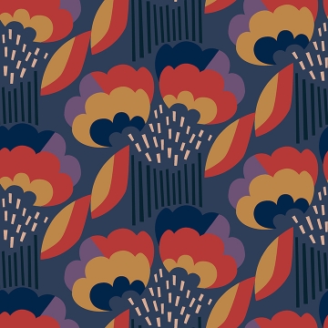 Picture of Retro Esme Navy Peel and Stick Wallpaper